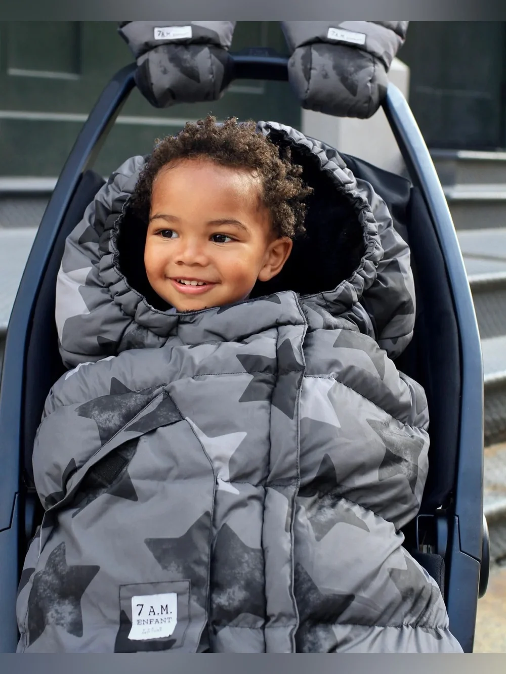 NWT 7AM ENFANT BLANKET 212 EVOLUTION - STELLA black with stars - stroller cover - Picture 5 of 7